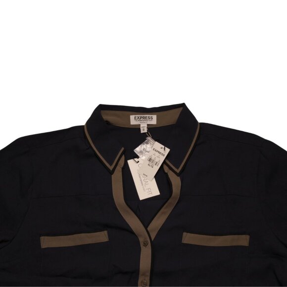 Express Women's Long Sleeve Button-up Black Shirt NWT Size XL SLIM FIT - Picture 2 of 4